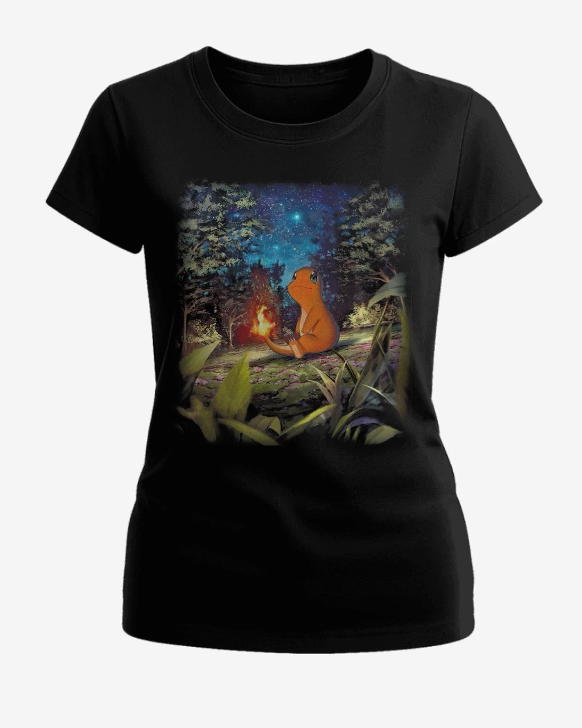 Polera de Mujer Negro de Charmander TCG Pocket 