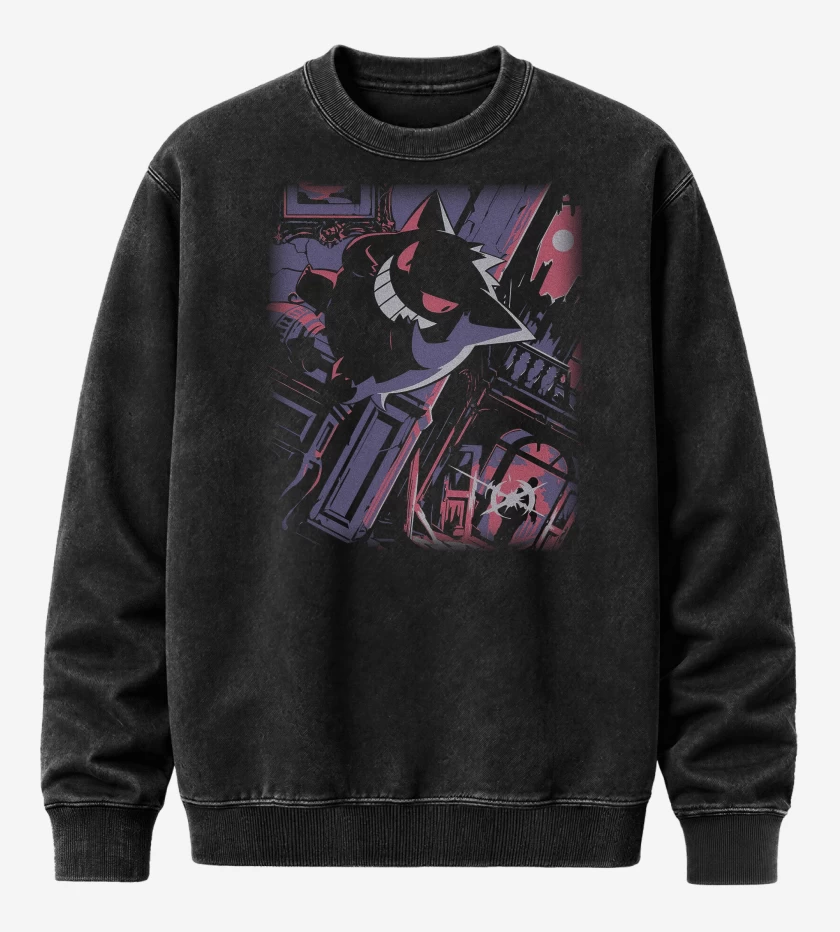 Poleron Polo Acid Wash Negro de Gengar TCG Pocket