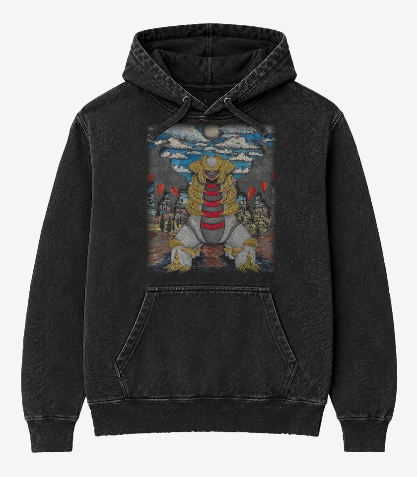 Poleron Canguro Acid Wash Negro de Giratina TCG Pocket
