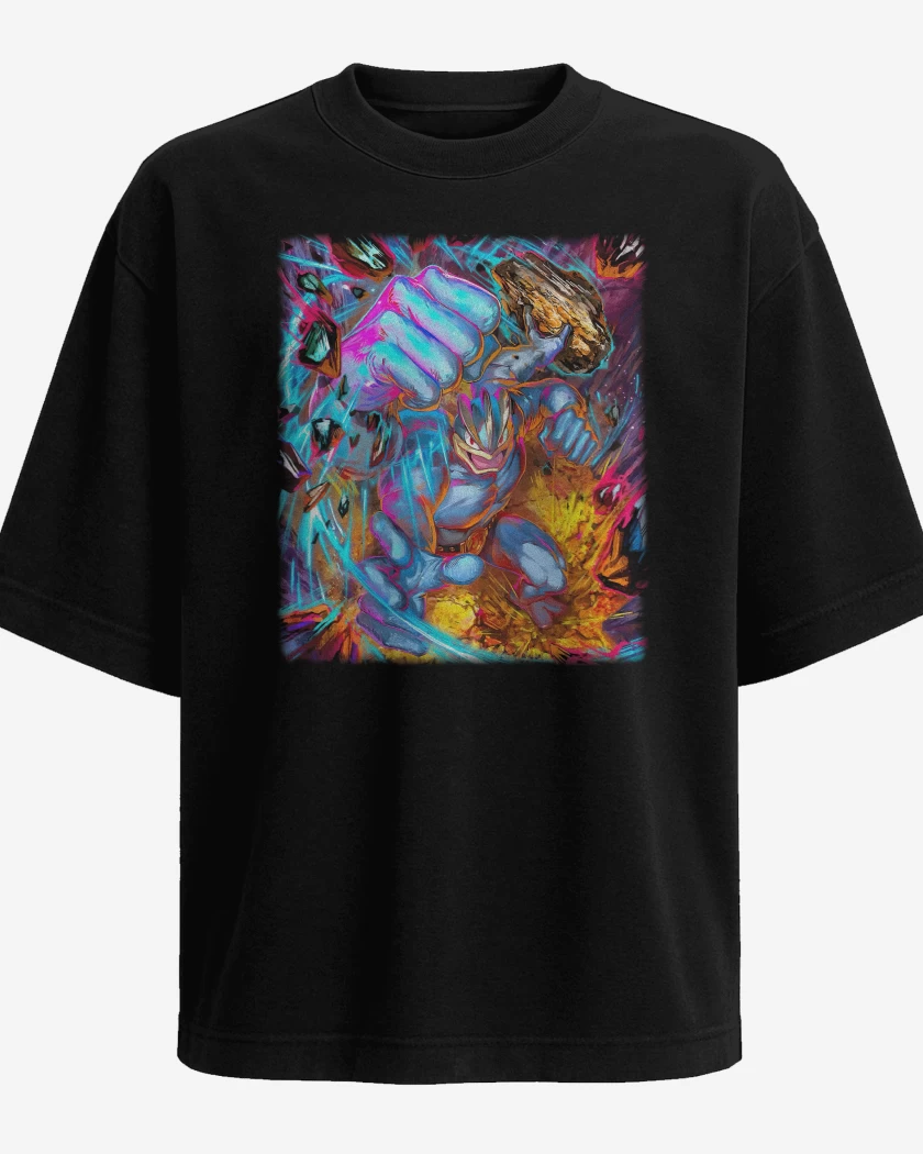 Polera Oversize Negro de Machamp TCG Pocket
