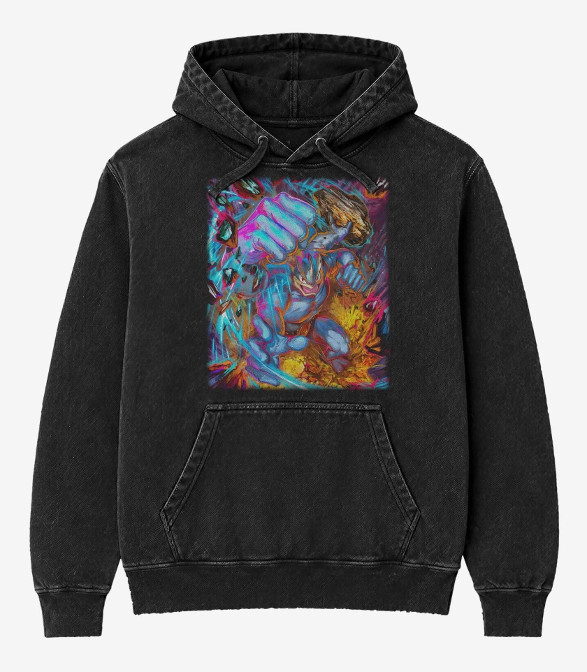 Poleron Canguro Acid Wash Negro de Machamp TCG Pocket