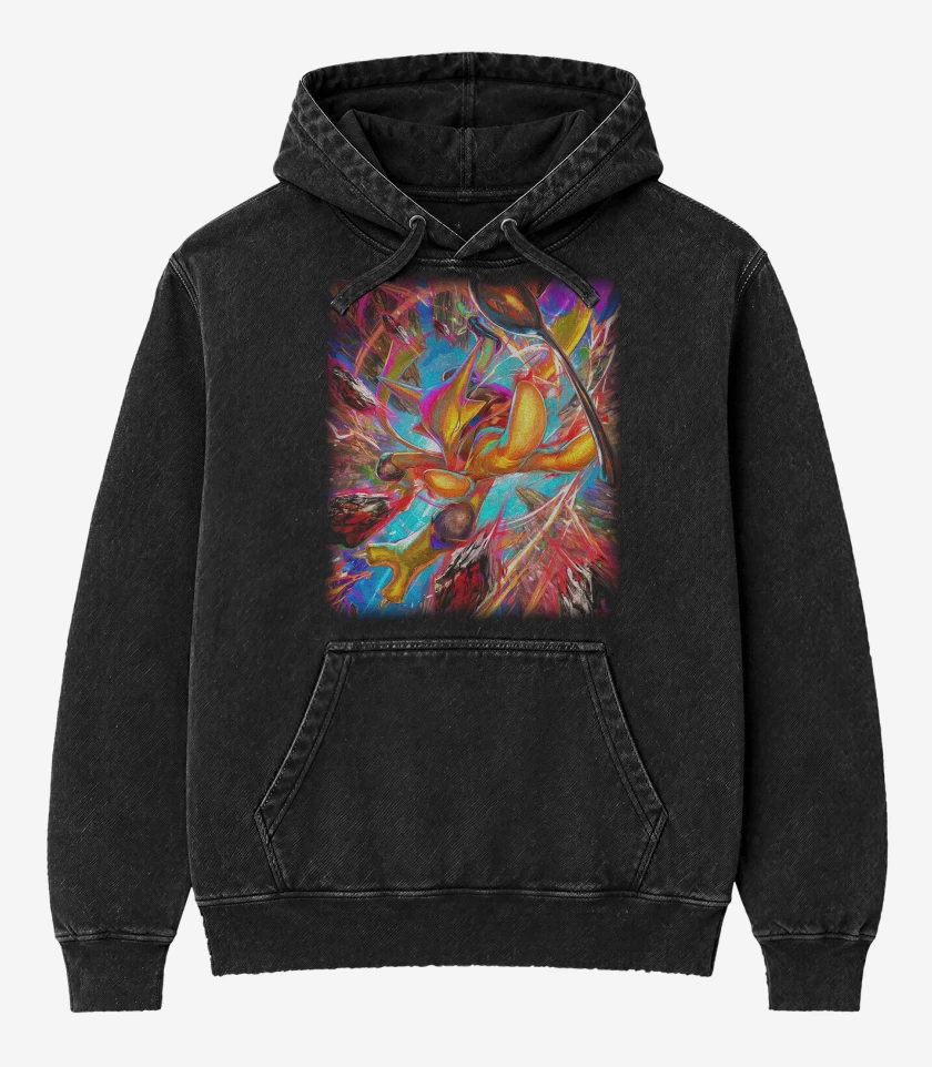 Poleron Canguro Acid Wash Negro de Alakazam TCG Pocket