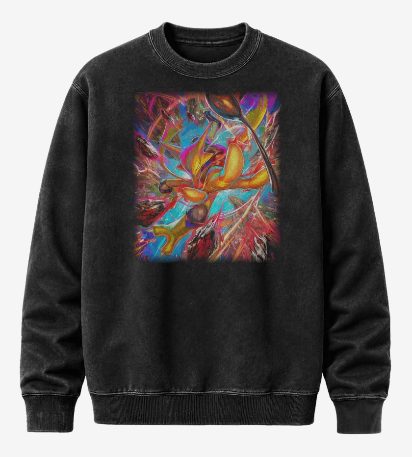 Poleron Polo Acid Wash Negro de Alakazam TCG Pocket