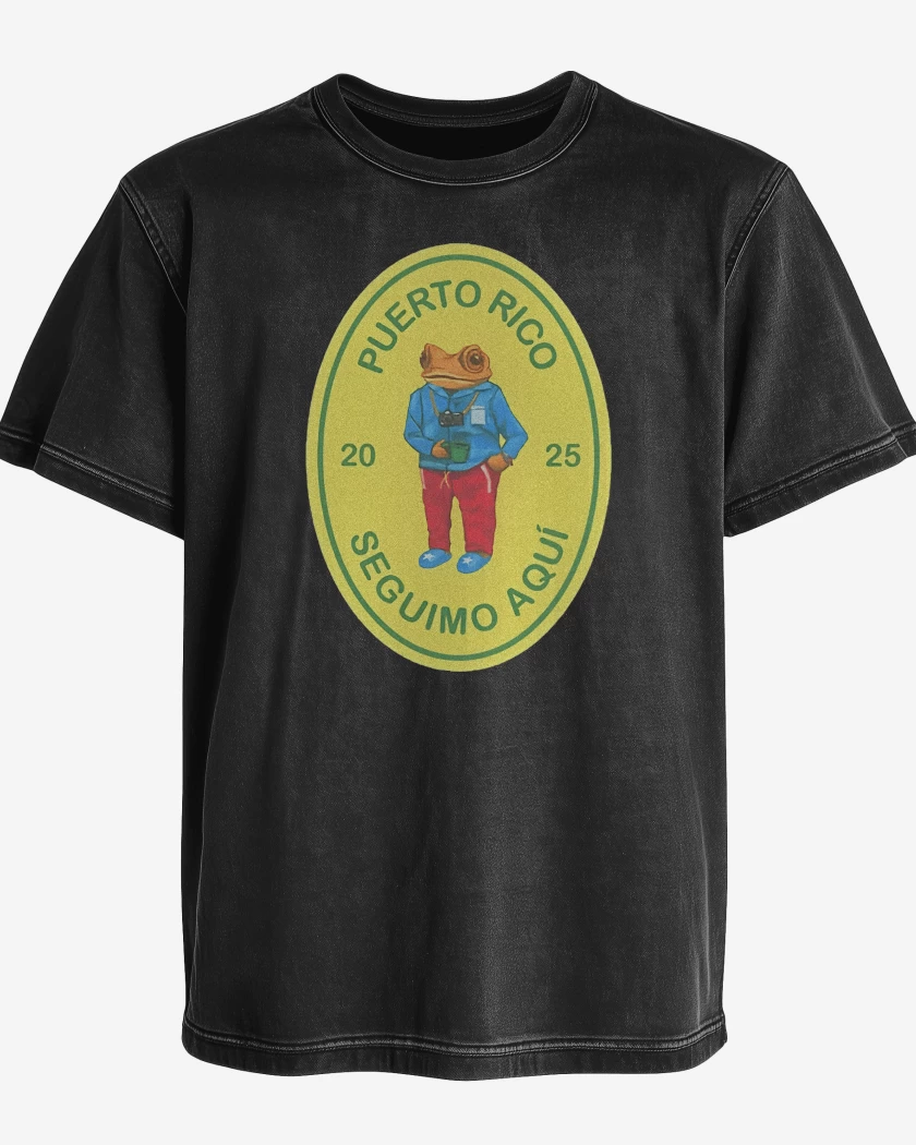 Polera desgastada Negro de Bad Bunny Seguimos Aqui