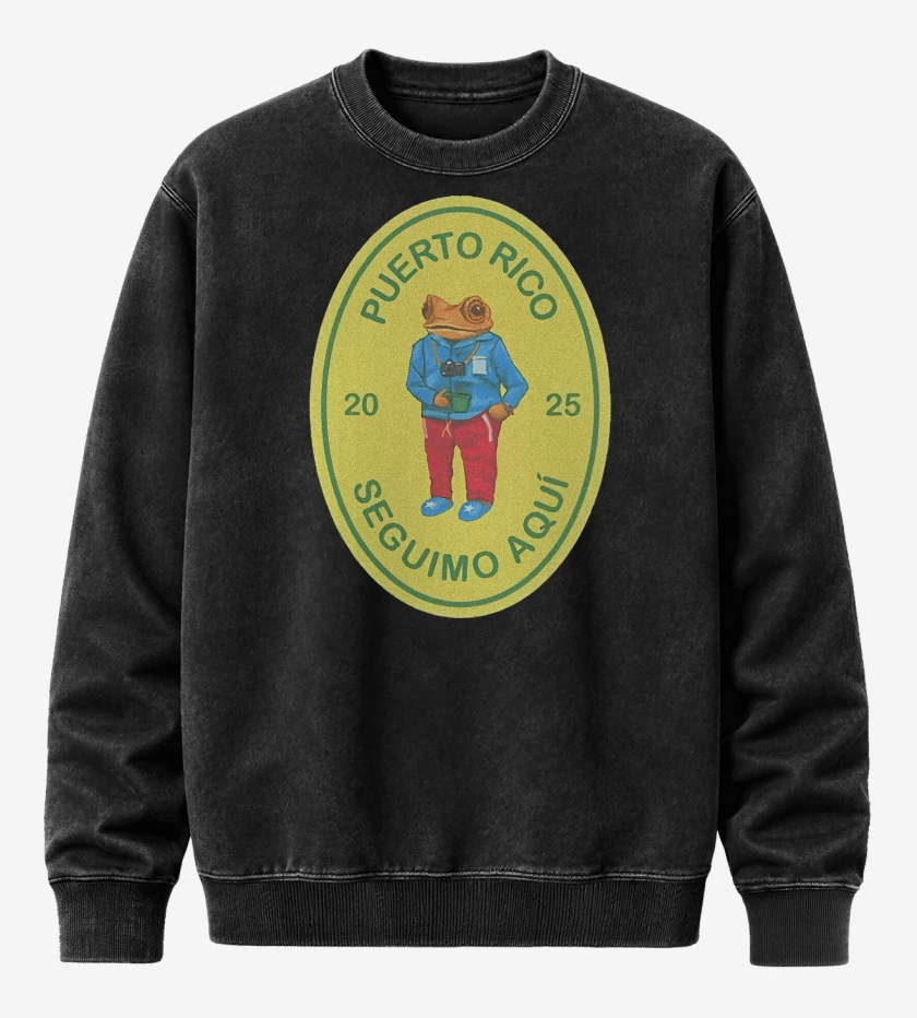Poleron Polo Acid Wash Negro de Bad Bunny Seguimos Aqui