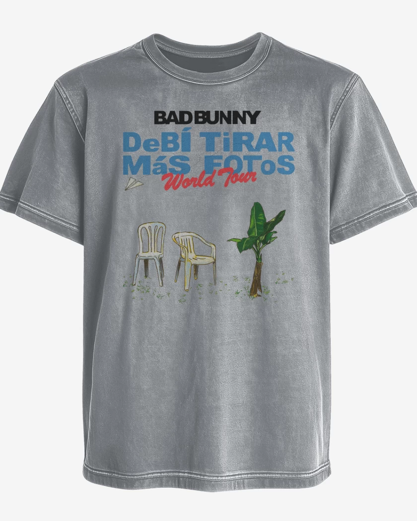 Polera desgastada Gris Melange de Bad Bunny Debi Tirar Más Fotos