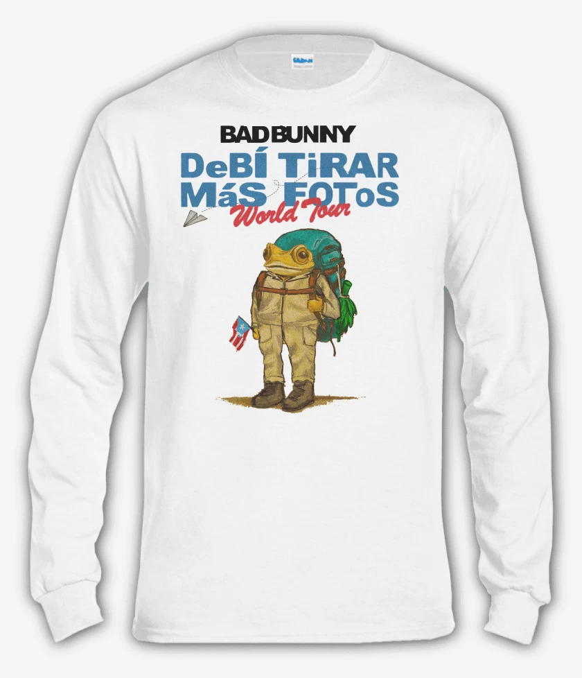 Polera manga larga Blanco de Bad Bunny World Tour
