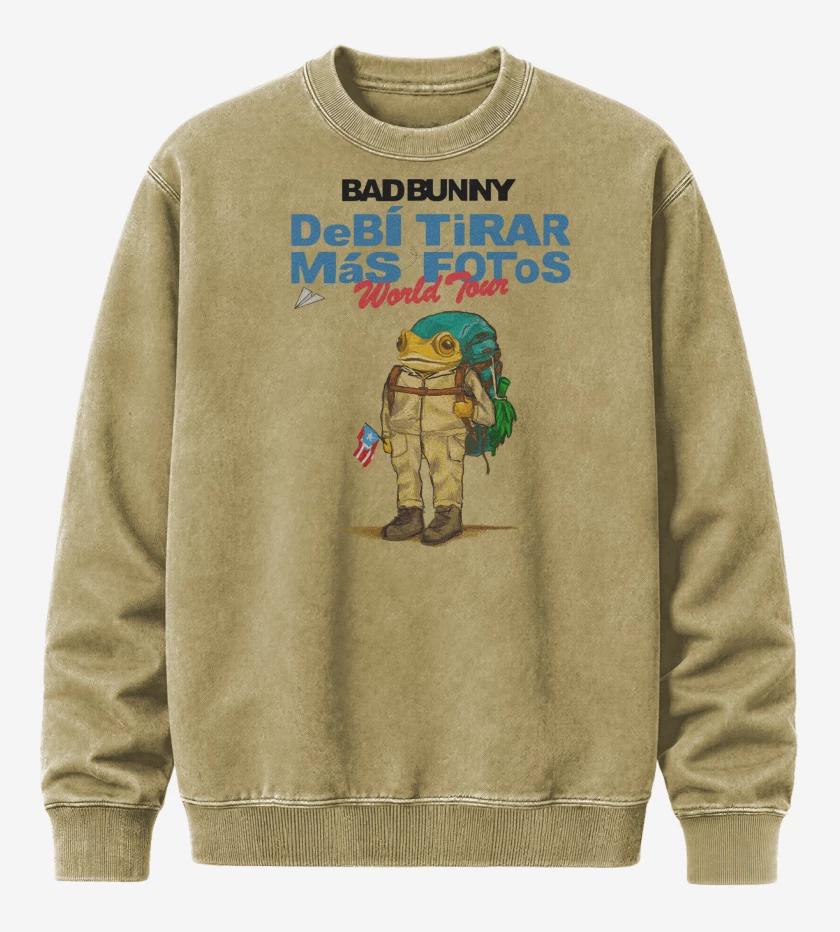 Poleron Polo Acid Wash Beige de Bad Bunny World Tour
