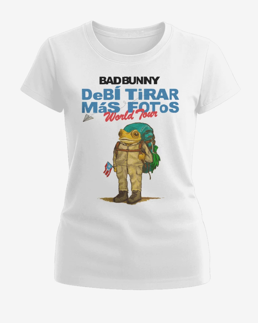 Polera de Mujer Blanco de Bad Bunny World Tour
