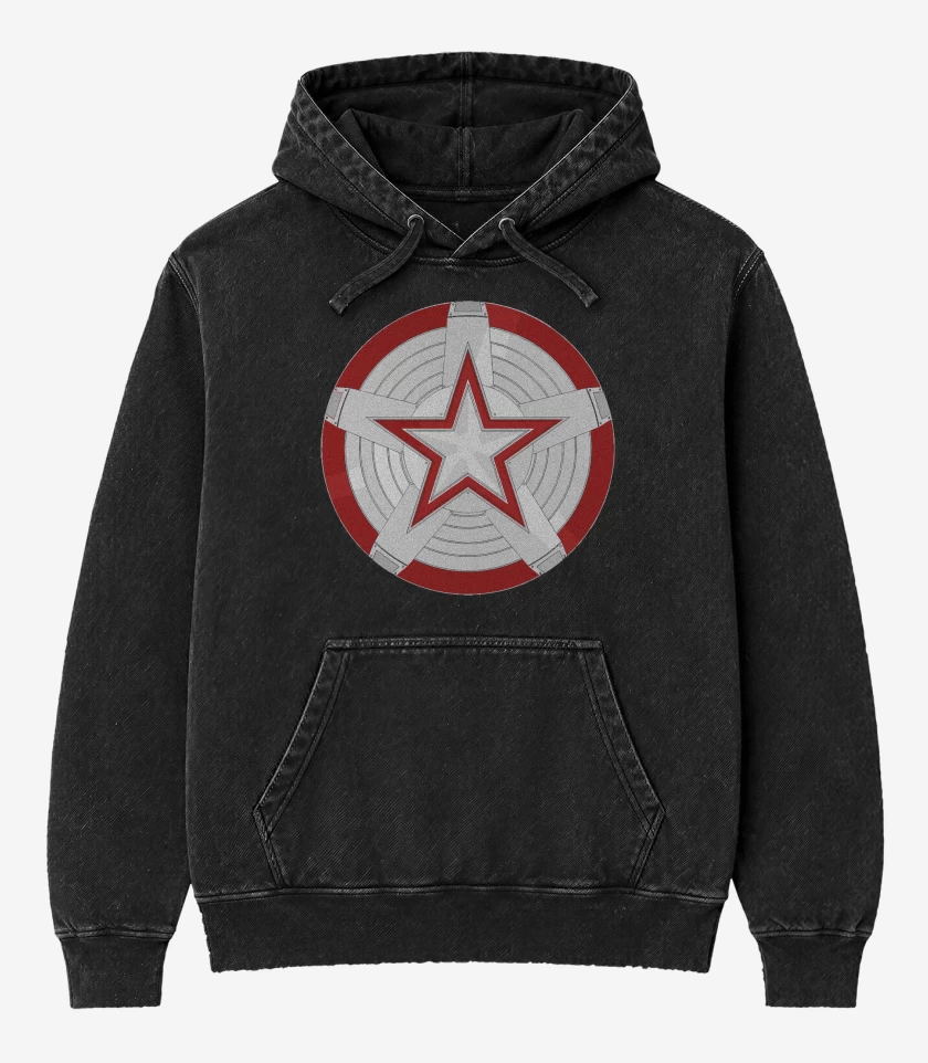 Poleron Canguro Acid Wash Negro de Red Guardian Escudo