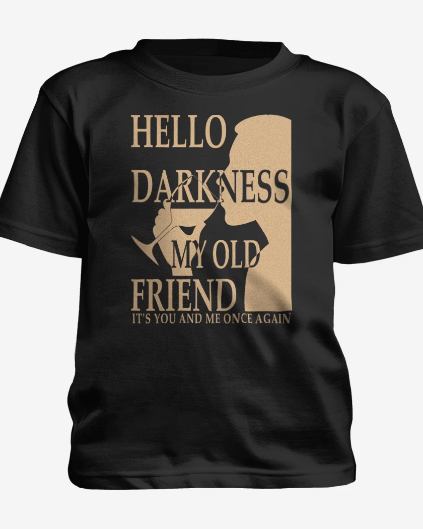 Polera de niño Negro de Hello Darkness My Old Friend