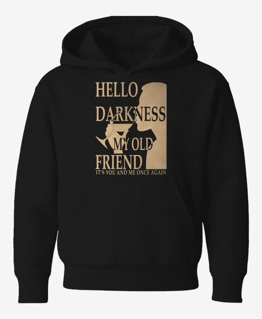 Poleron de niño Negro de Hello Darkness My Old Friend