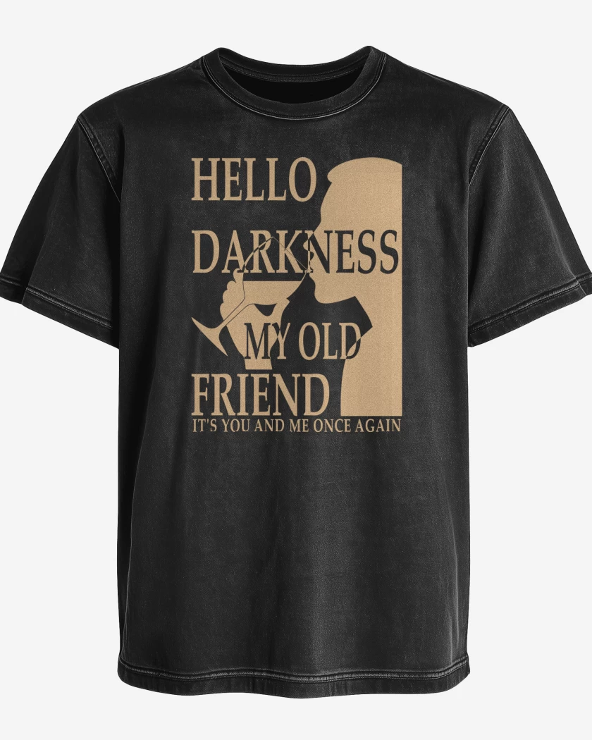 Polera desgastada Hello Darkness My Old Friend