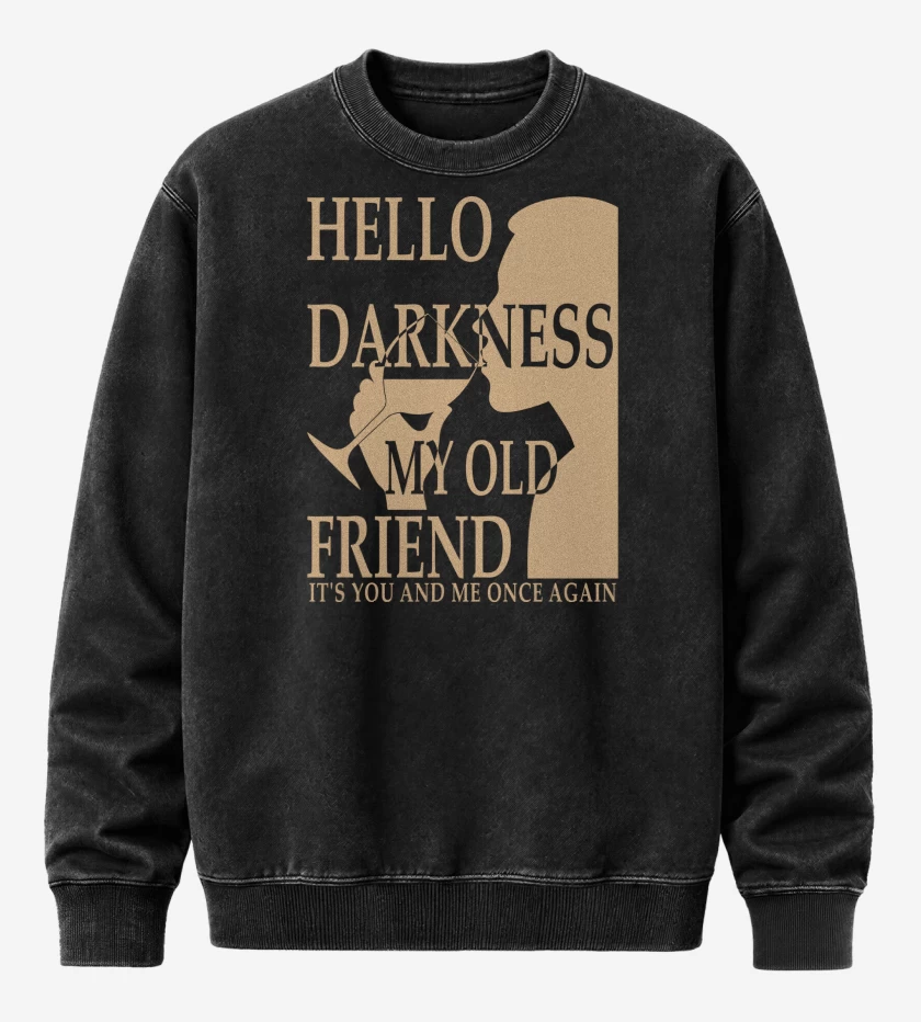 Poleron Polo Acid Wash Negro de Hello Darkness My Old Friend