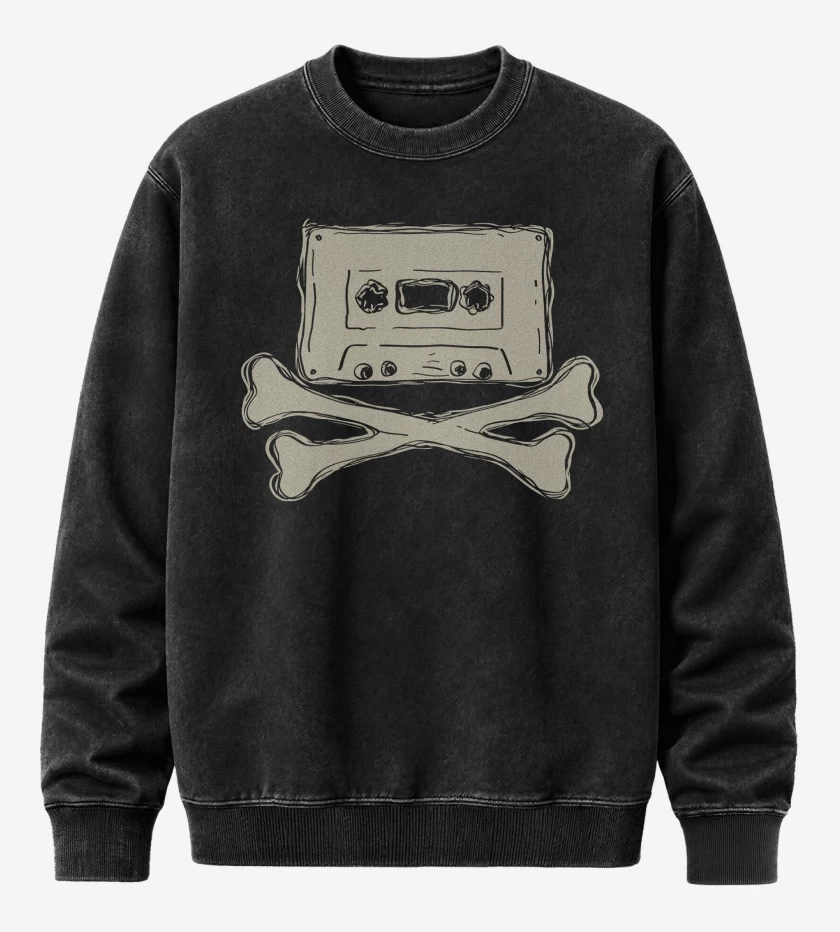 Poleron Polo Acid Wash Negro de Cassette Pirata