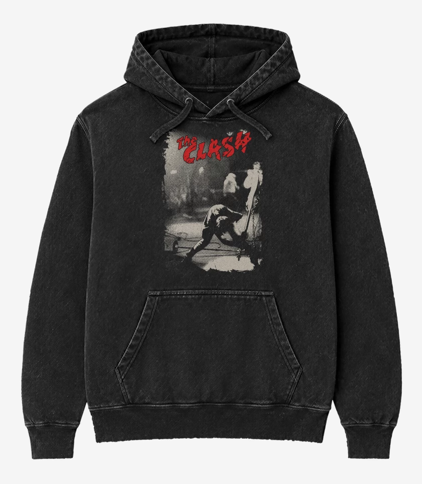 Poleron Canguro Acid Wash Negro de The Clash 2