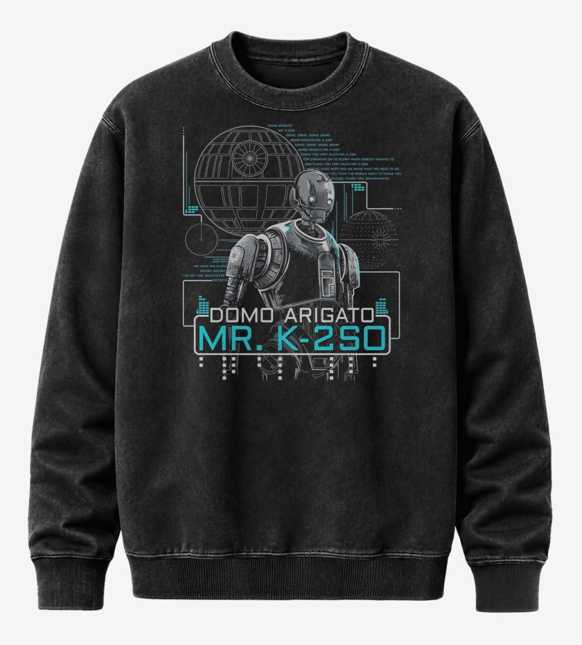 Poleron Polo Acid Wash Negro de Star Wars Mr K2SO