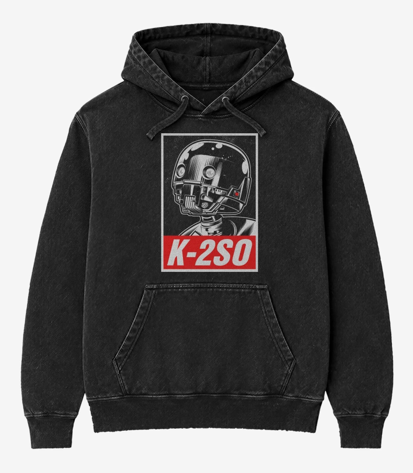 Poleron Canguro Acid Wash Negro de Star Wars K2SO