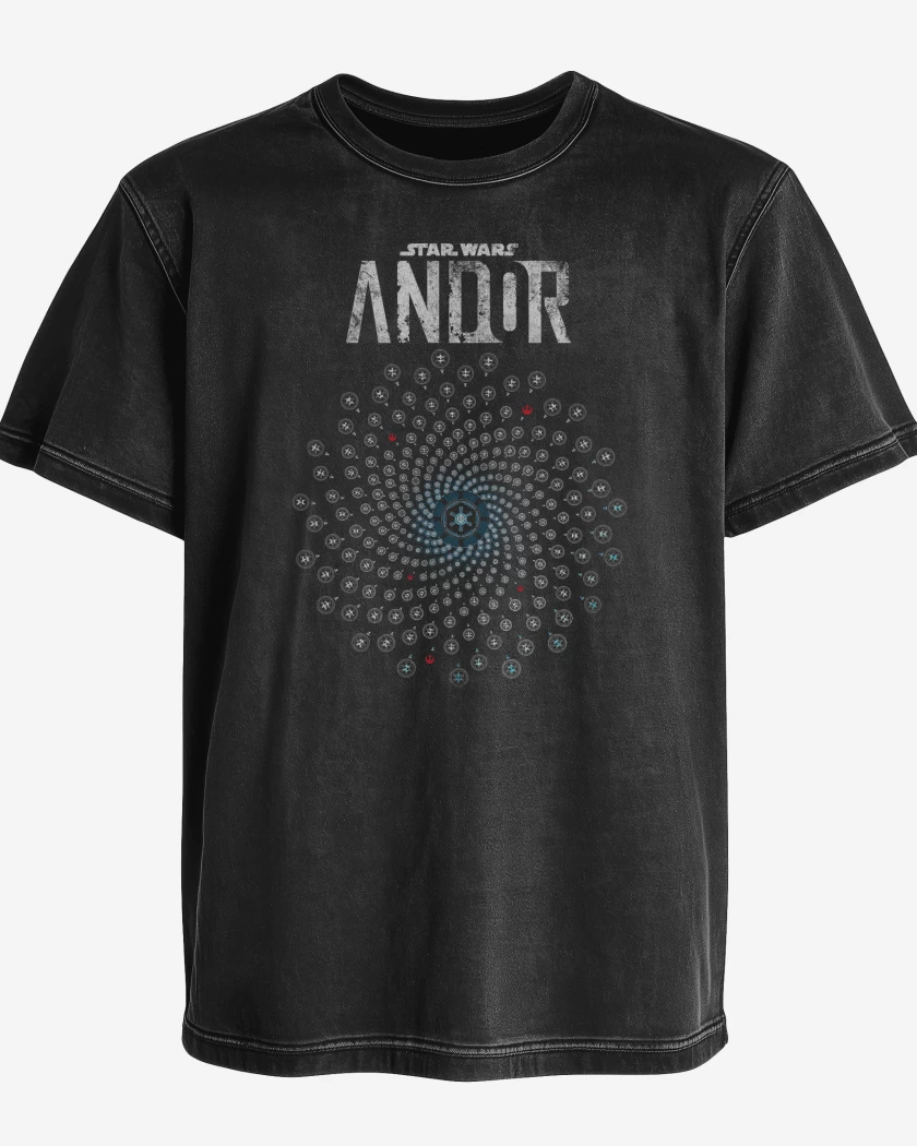 Polera desgastada Negro de Star Wars Andor Vortice