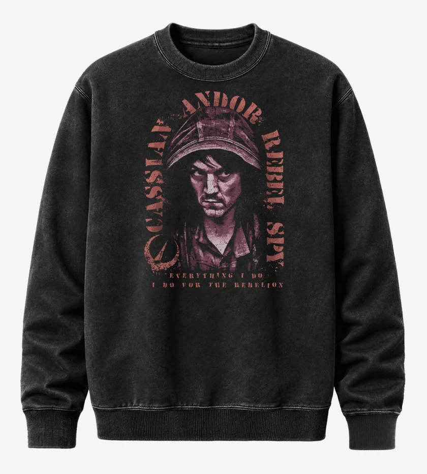 Poleron Polo Acid Wash Negro de Star Wars Cassian Andor