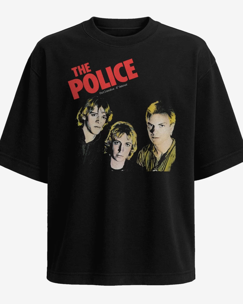 Polera Oversize Negro de The Police Outlandos d Amour