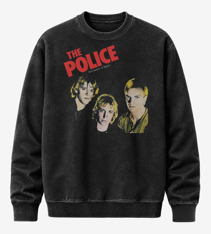 Poleron Polo Acid Wash Negro de The Police Outlandos d Amour