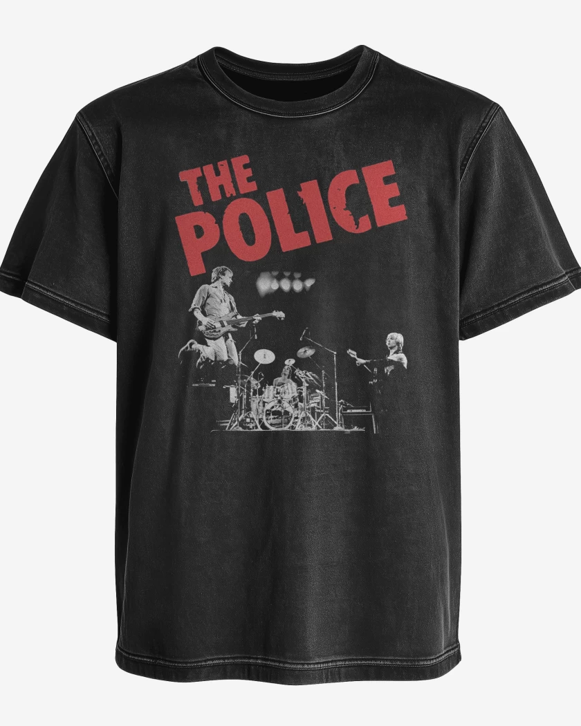 Polera desgastada Negro de The Police Band
