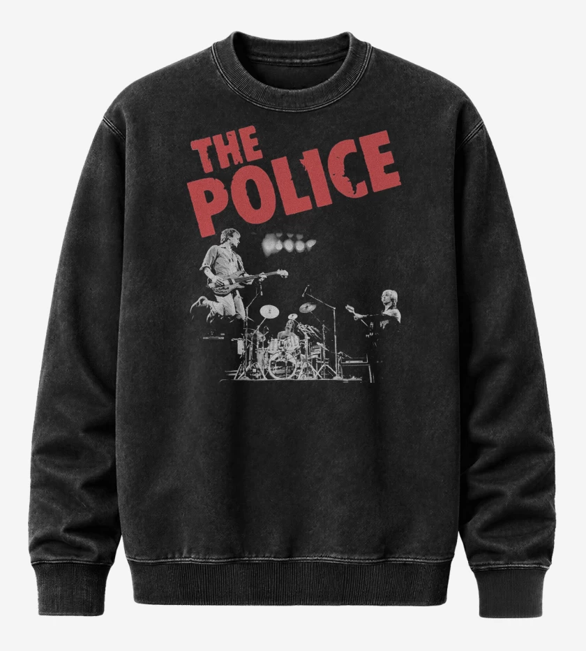 Poleron Polo Acid Wash Negro de The Police Band