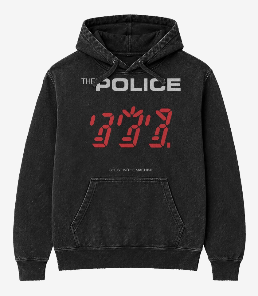 Poleron Canguro Acid Wash Negro de The Police Ghost in the Machine