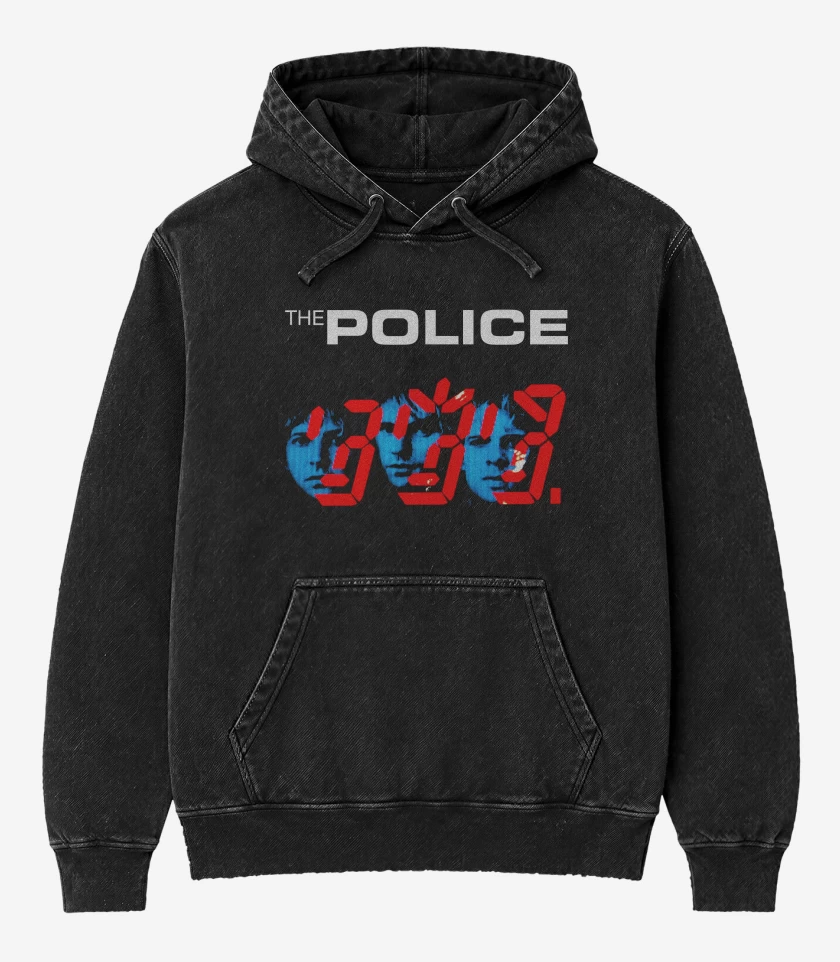 Poleron Canguro Acid Wash Negro de The Police The Ghost