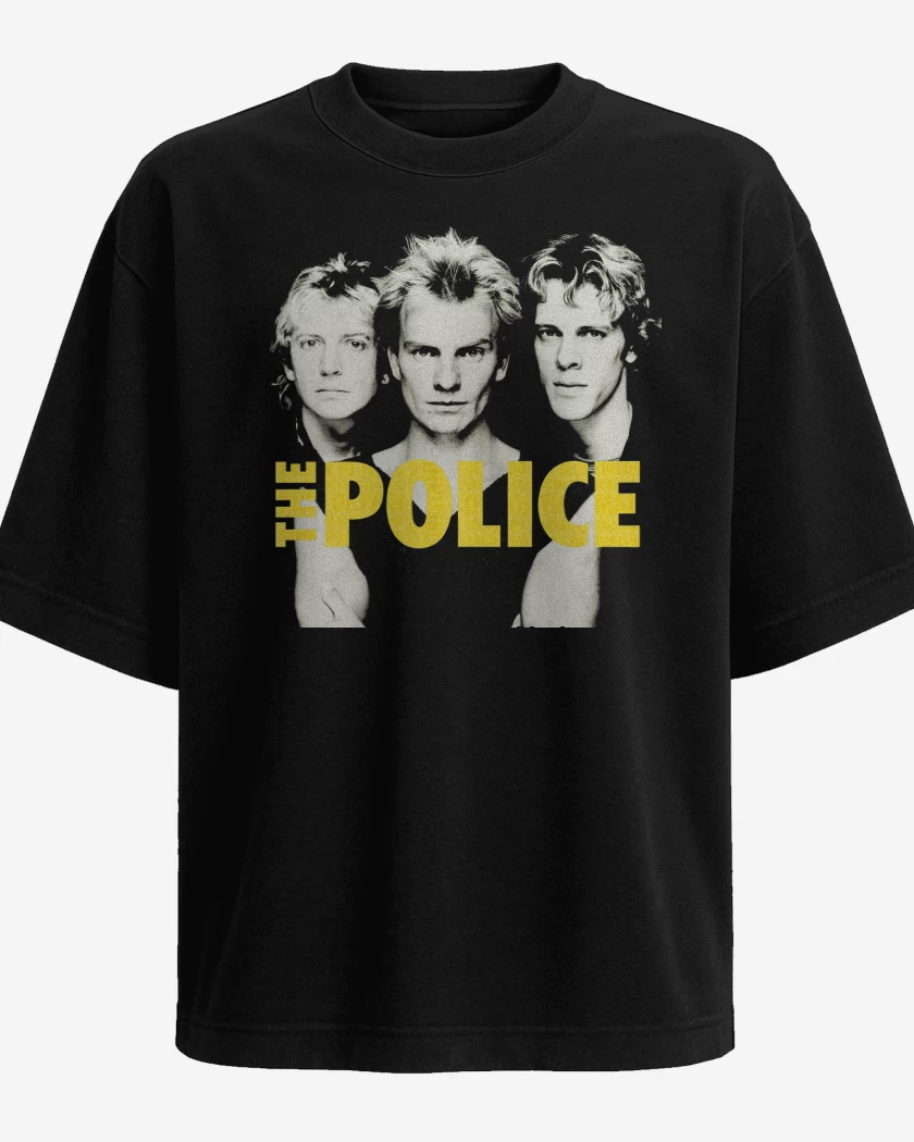 Polera Oversize Negro de The Police Banda