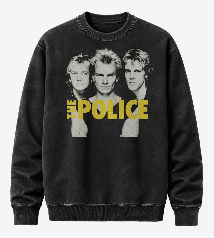 Poleron Polo Acid Wash Negro de The Police Banda