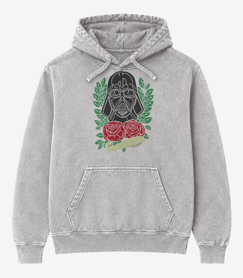 Poleron Canguro Acid Wash Gris Melange de Vader