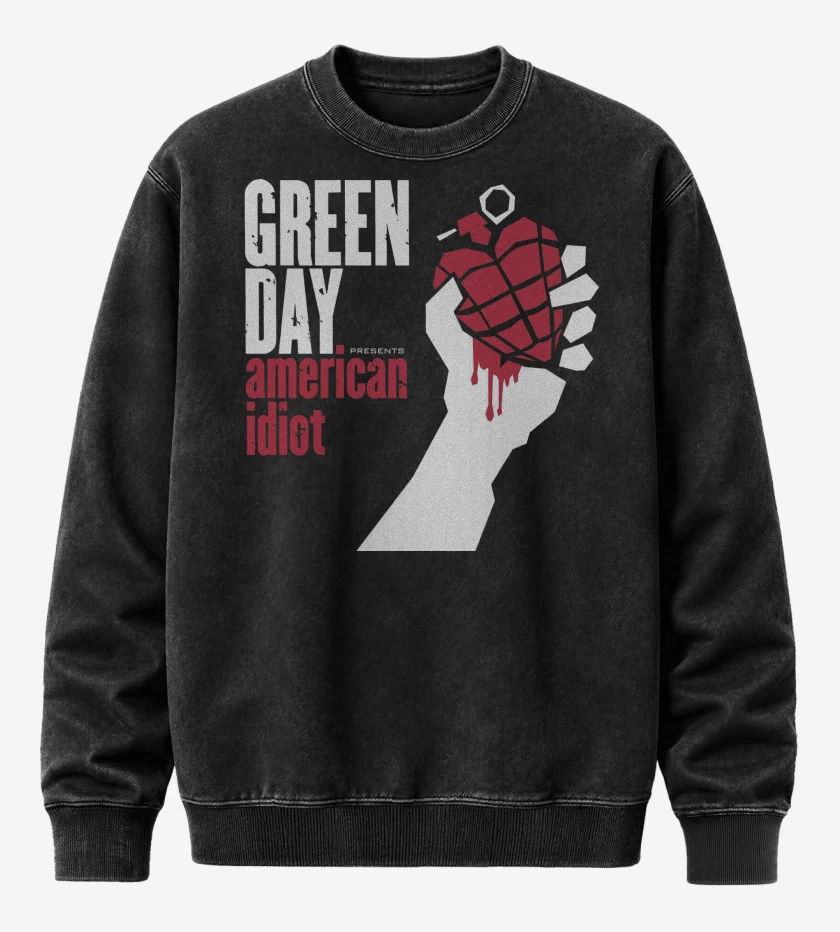 Poleron Polo Acid Wash Negro de Green Day American Idiot