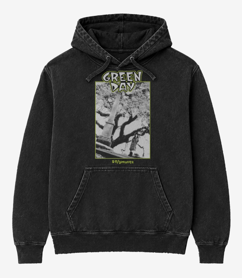 Poleron Canguro Acid Wash Negro de Green Day 39 Smooth