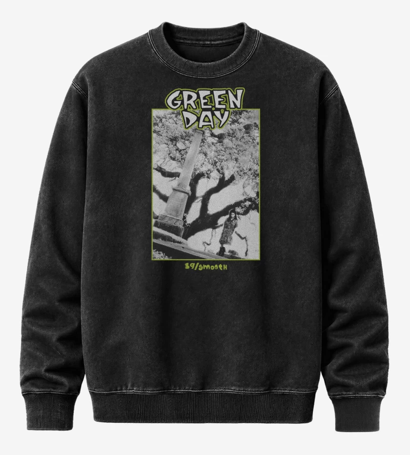 Poleron Polo Acid Wash Negro de Green Day 39 Smooth