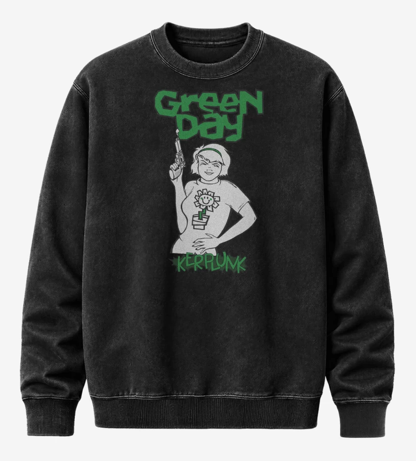 Poleron Polo Acid Wash Negro de Green Day Kerplunk