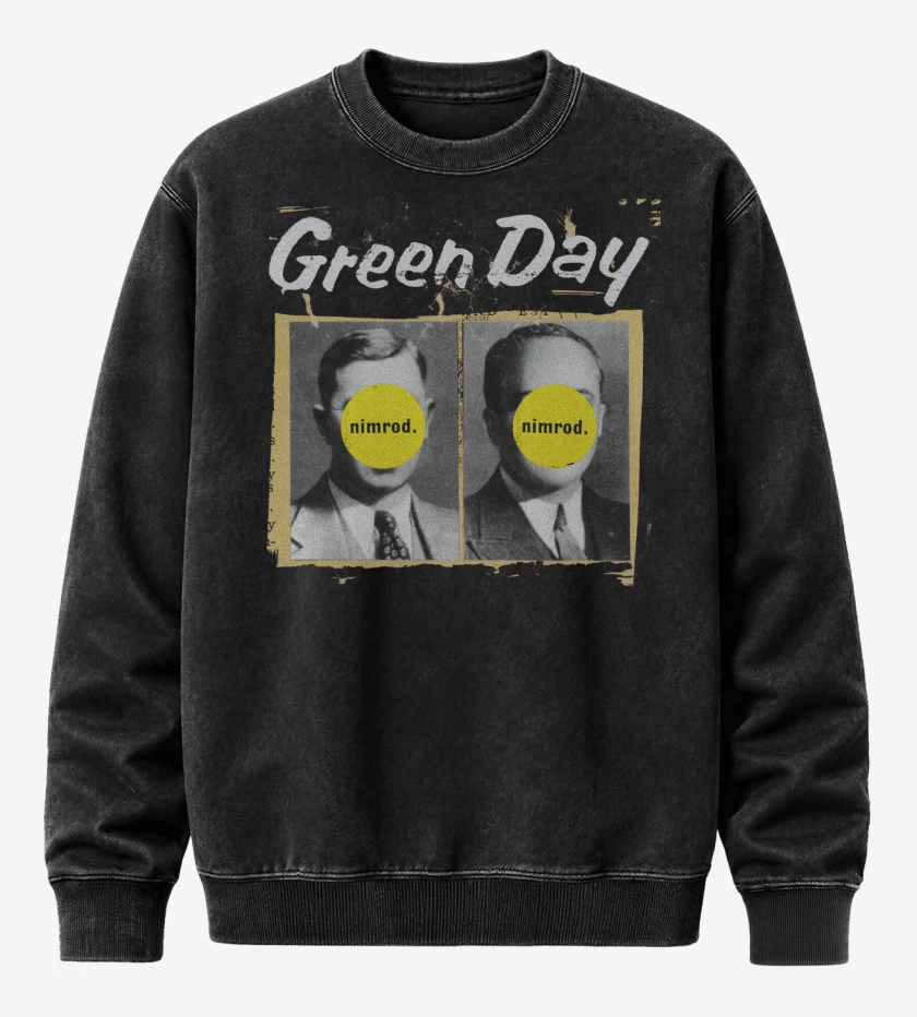 Poleron Polo Acid Wash Negro de Green Day Nimrod