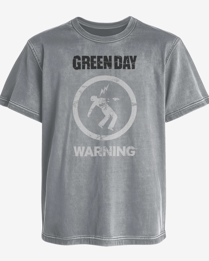 Polera desgastada Gris Melange de Green Day Warning
