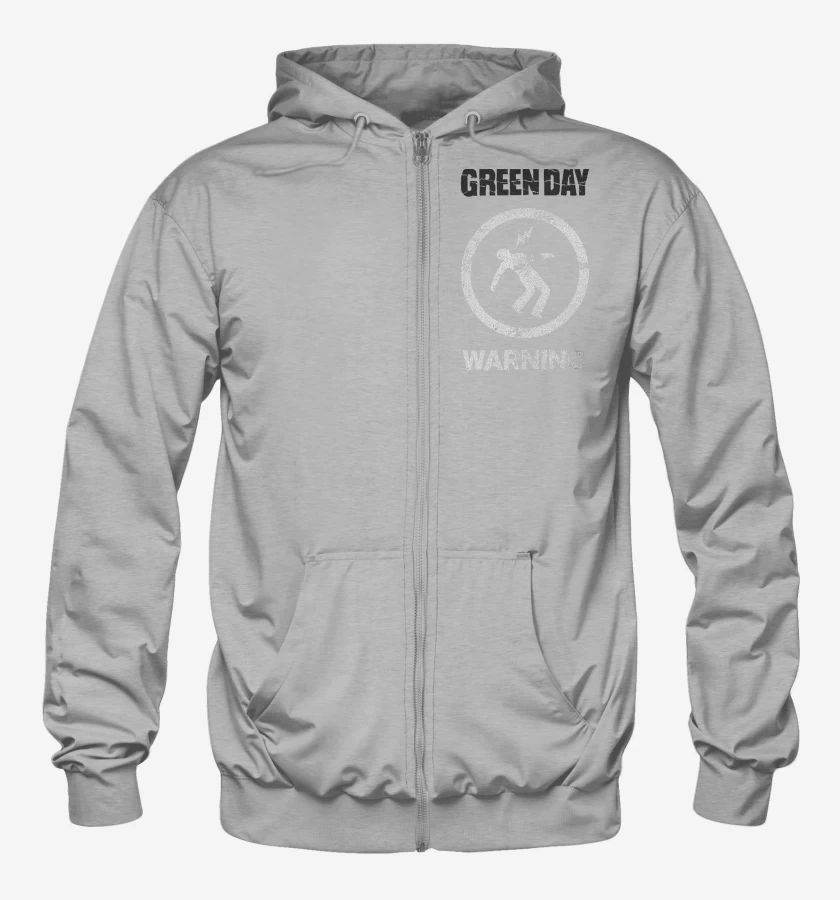 Poleron Canguro con cierre Gris Melange de Green Day Warning