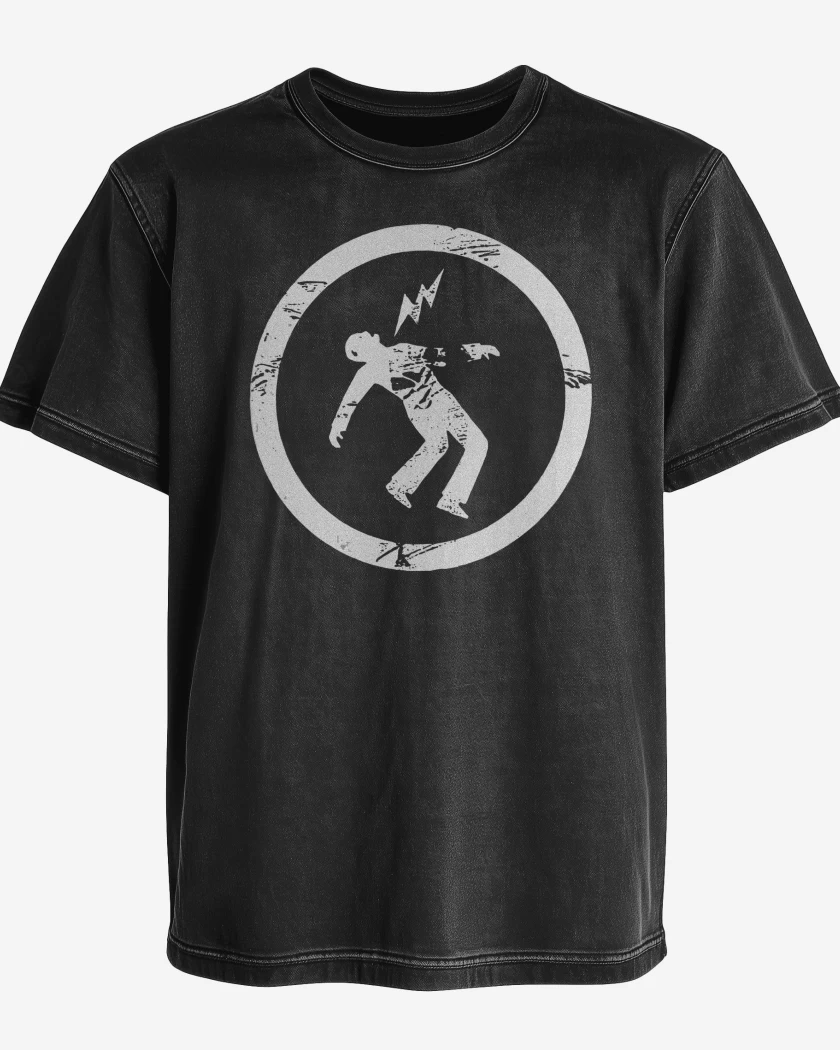 Polera desgastada Negro de Green Day Warning Logo