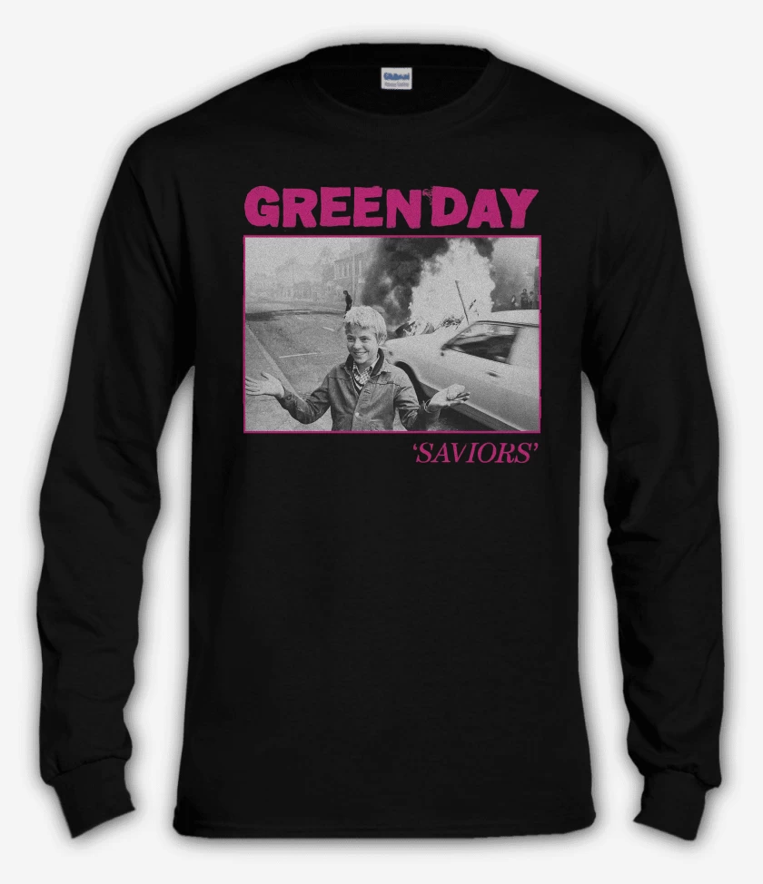 Polera manga larga Negro de Green Day Saviors