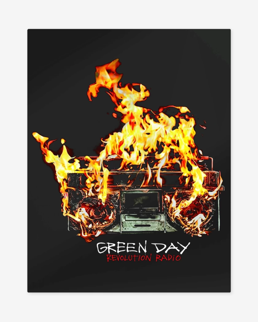 Print metalico Negro de Green Day Revolution Radio