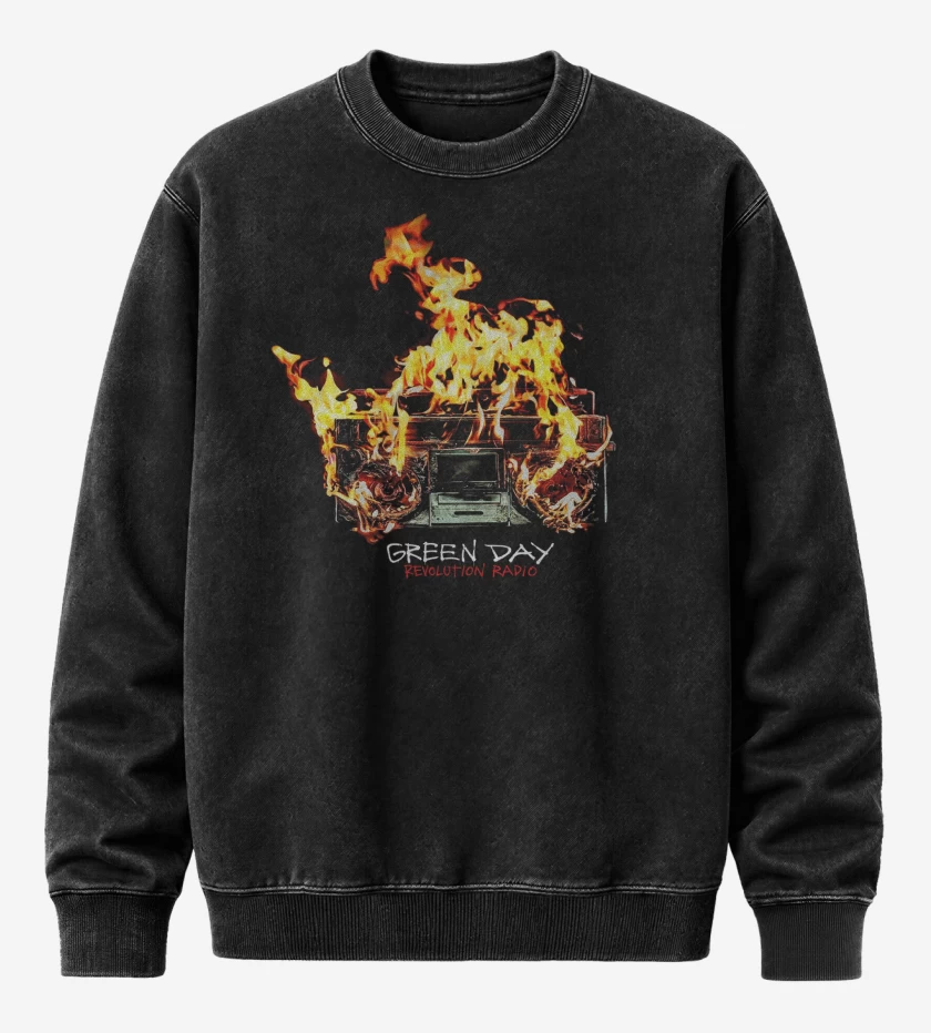 Poleron Polo Acid Wash Negro de Green Day Revolution Radio
