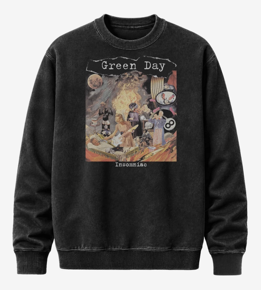 Poleron Polo Acid Wash Negro de Green Day Insomniac