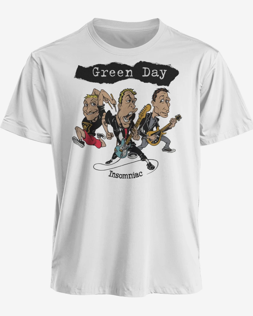 Polera premium Blanco de Green Day Insomniac Band