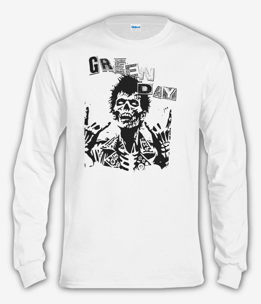Polera manga larga Blanco de Green Day Zombie Punk