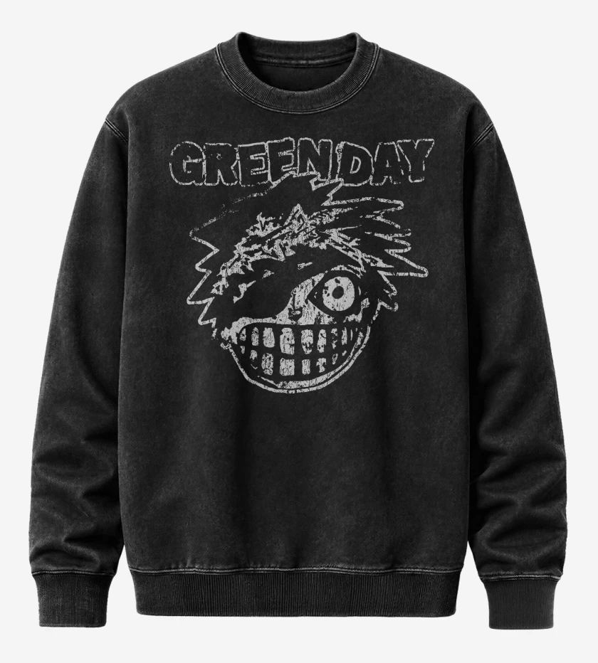 Poleron Polo Acid Wash Negro de Green Day Bastard