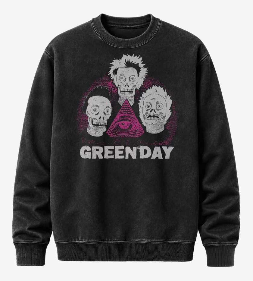 Poleron Polo Acid Wash Green Day Zombie Saviors