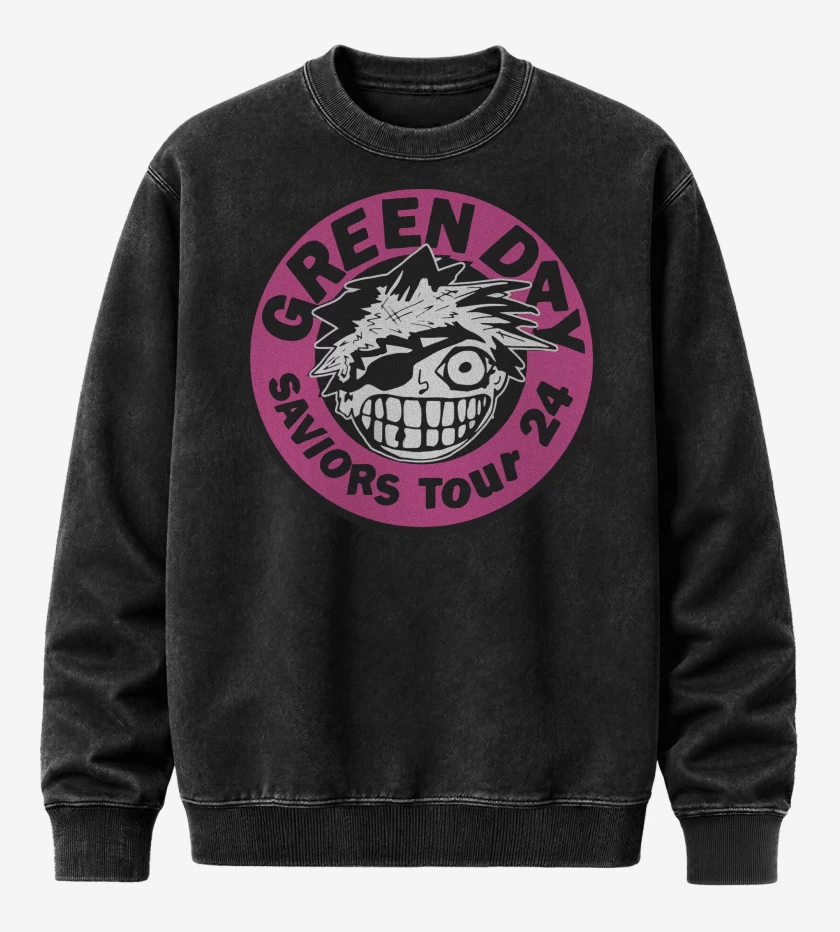 Poleron Polo Acid Wash Green Day Saviors Tour 24